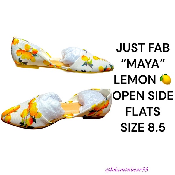 JUST FAB BRAND “MAYA” LEMON 🍋 FLATS, SIZE 8.5-OPEN SIDES, EXCELLENT CONDITION - Picture 3 of 16